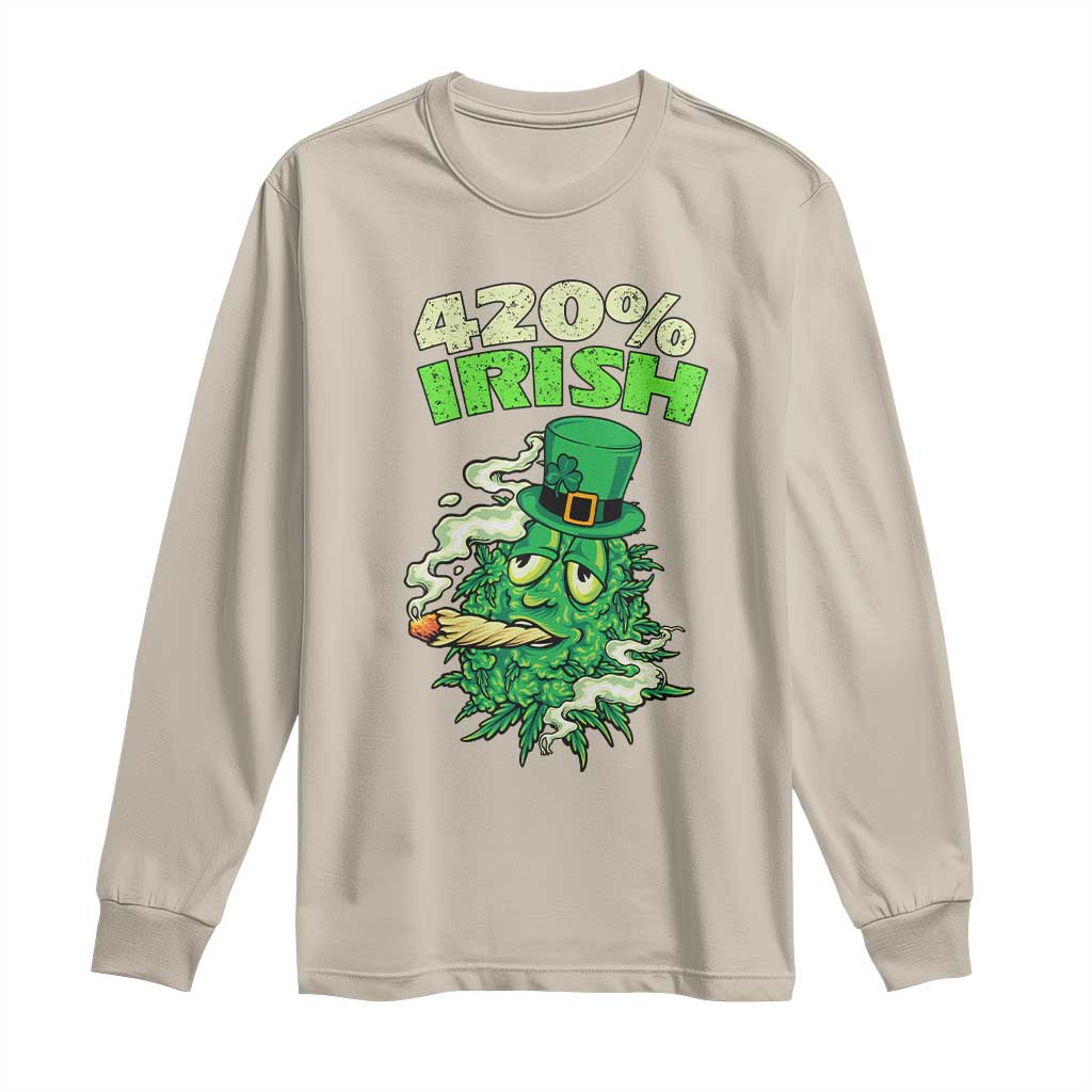 Funny St. Patrick's Day Cannabis Long Sleeve Shirt 420% Irish Weed