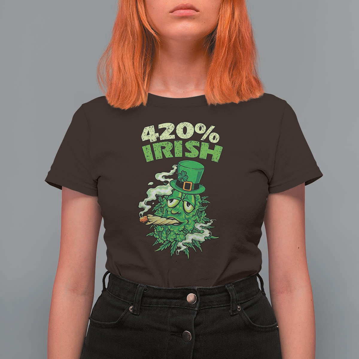 Funny St. Patrick's Day Cannabis T Shirt For Women 420% Irish Weed