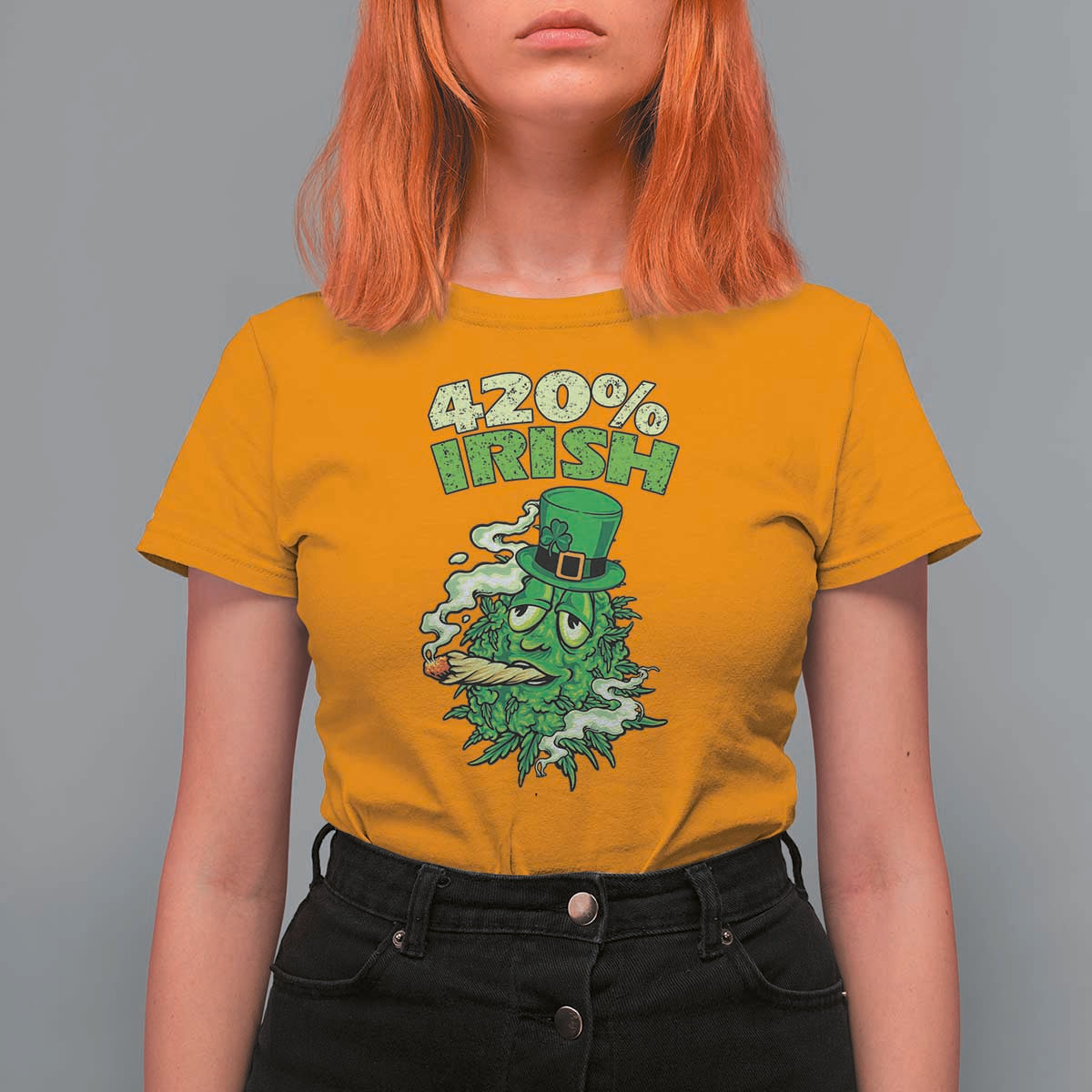 Funny St. Patrick's Day Cannabis T Shirt For Women 420% Irish Weed