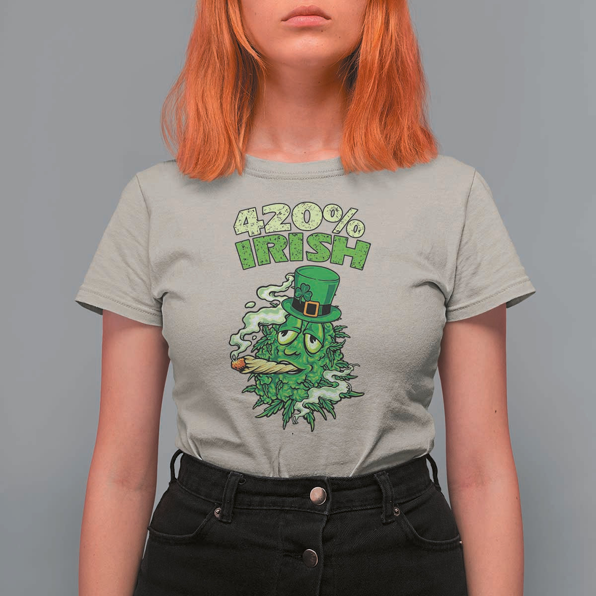 Funny St. Patrick's Day Cannabis T Shirt For Women 420% Irish Weed
