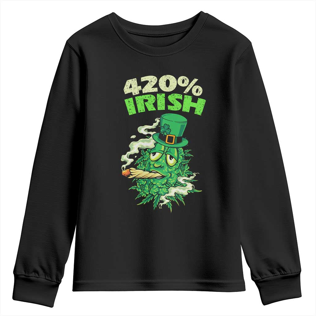 Funny St. Patrick's Day Cannabis Youth Sweatshirt 420% Irish Weed