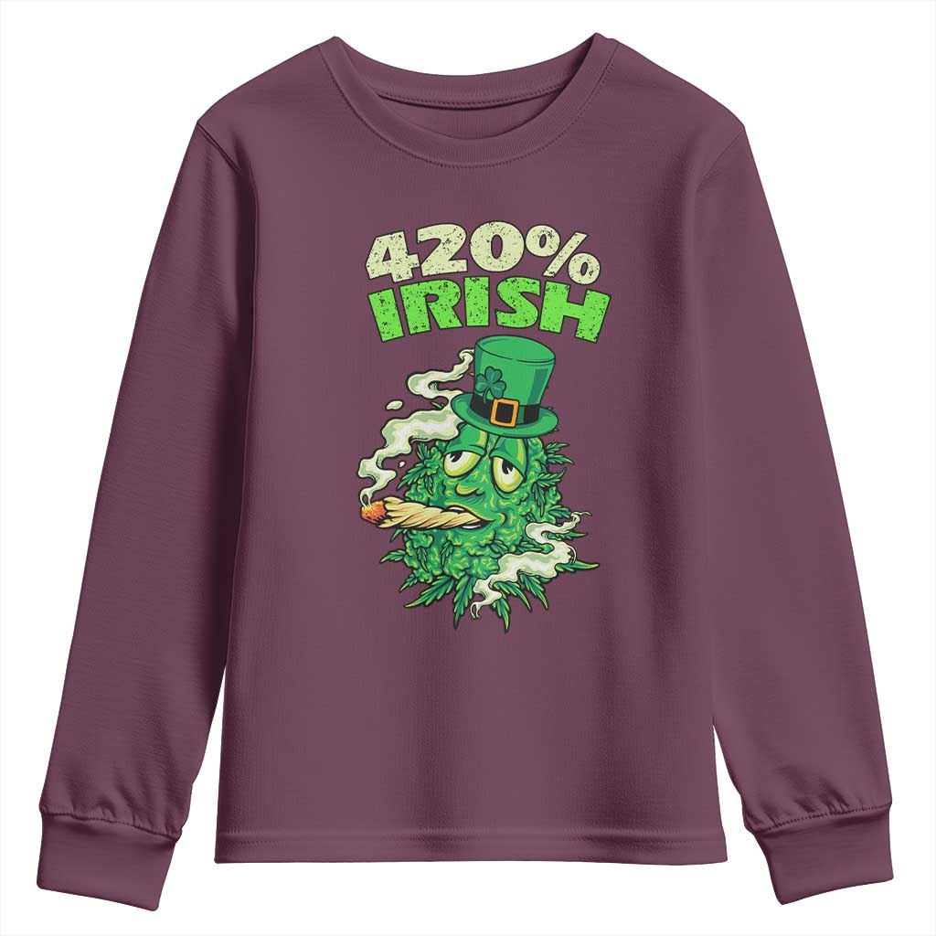 Funny St. Patrick's Day Cannabis Youth Sweatshirt 420% Irish Weed