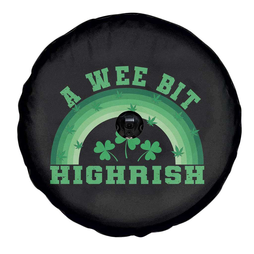 Funny St. Patrick's Day Marijuana Spare Tire Cover A Wee Bit Highrish 420 Weed Cannabis