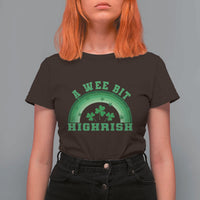 Funny St. Patrick's Day Marijuana T Shirt For Women A Wee Bit Highrish 420 Weed Cannabis