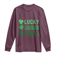 Funny St. Patrick's Day Weed Long Sleeve Shirt Lucky Luckiest Cannabis Shamrock