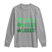 Funny St. Patrick's Day Weed Long Sleeve Shirt Lucky Luckiest Cannabis Shamrock