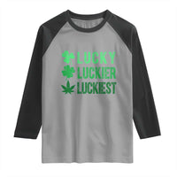 Funny St. Patrick's Day Weed Raglan Shirt Lucky Luckiest Cannabis Shamrock