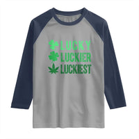 Funny St. Patrick's Day Weed Raglan Shirt Lucky Luckiest Cannabis Shamrock