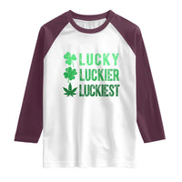 Funny St. Patrick's Day Weed Raglan Shirt Lucky Luckiest Cannabis Shamrock