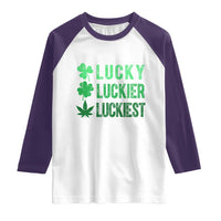 Funny St. Patrick's Day Weed Raglan Shirt Lucky Luckiest Cannabis Shamrock
