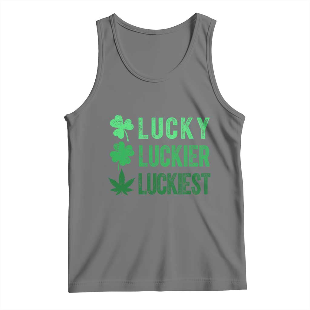 Funny St. Patrick's Day Weed Tank Top Lucky Luckiest Cannabis Shamrock