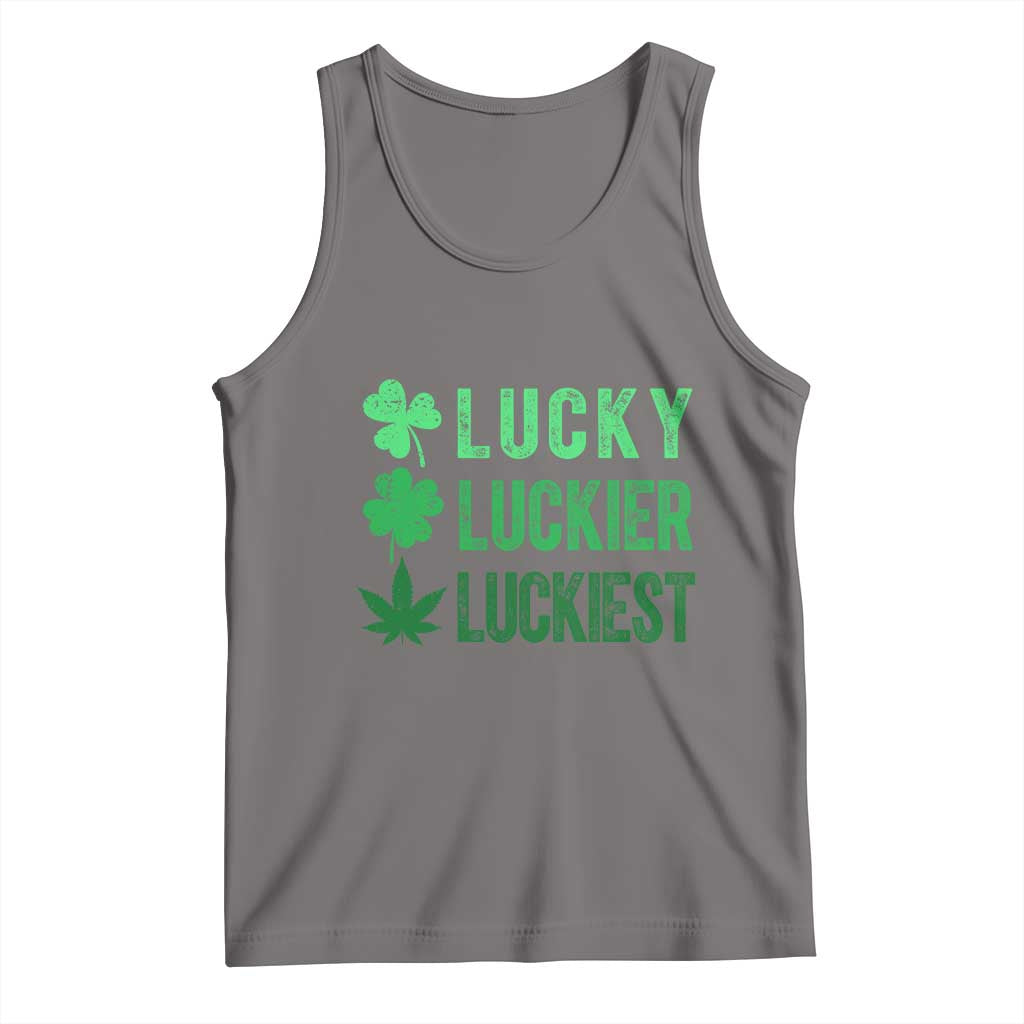 Funny St. Patrick's Day Weed Tank Top Lucky Luckiest Cannabis Shamrock