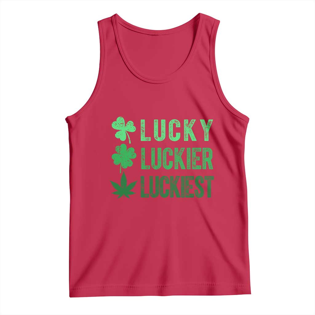 Funny St. Patrick's Day Weed Tank Top Lucky Luckiest Cannabis Shamrock