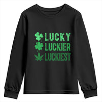 Funny St. Patrick's Day Weed Youth Sweatshirt Lucky Luckiest Cannabis Shamrock