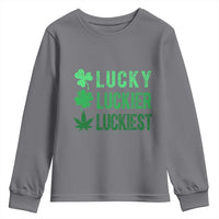 Funny St. Patrick's Day Weed Youth Sweatshirt Lucky Luckiest Cannabis Shamrock