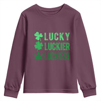 Funny St. Patrick's Day Weed Youth Sweatshirt Lucky Luckiest Cannabis Shamrock