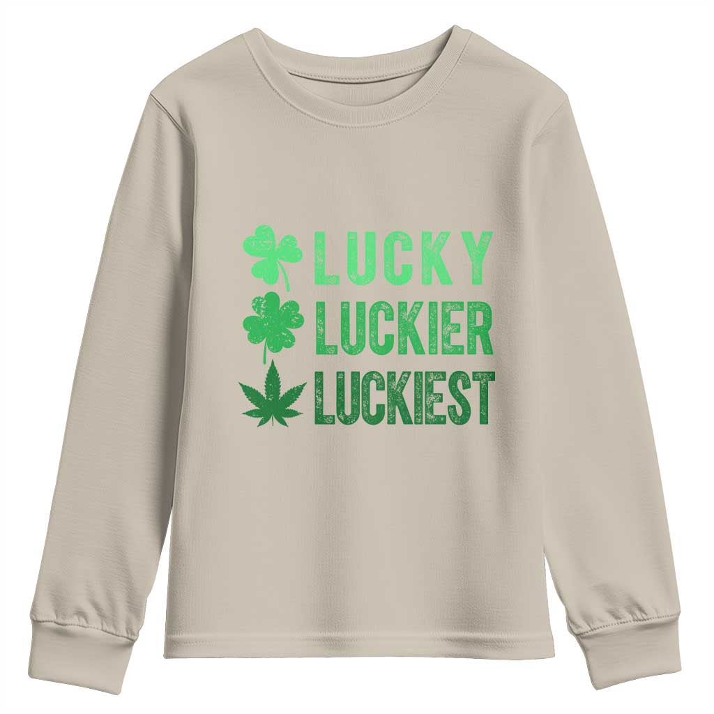 Funny St. Patrick's Day Weed Youth Sweatshirt Lucky Luckiest Cannabis Shamrock
