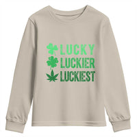 Funny St. Patrick's Day Weed Youth Sweatshirt Lucky Luckiest Cannabis Shamrock