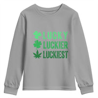 Funny St. Patrick's Day Weed Youth Sweatshirt Lucky Luckiest Cannabis Shamrock