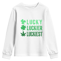 Funny St. Patrick's Day Weed Youth Sweatshirt Lucky Luckiest Cannabis Shamrock
