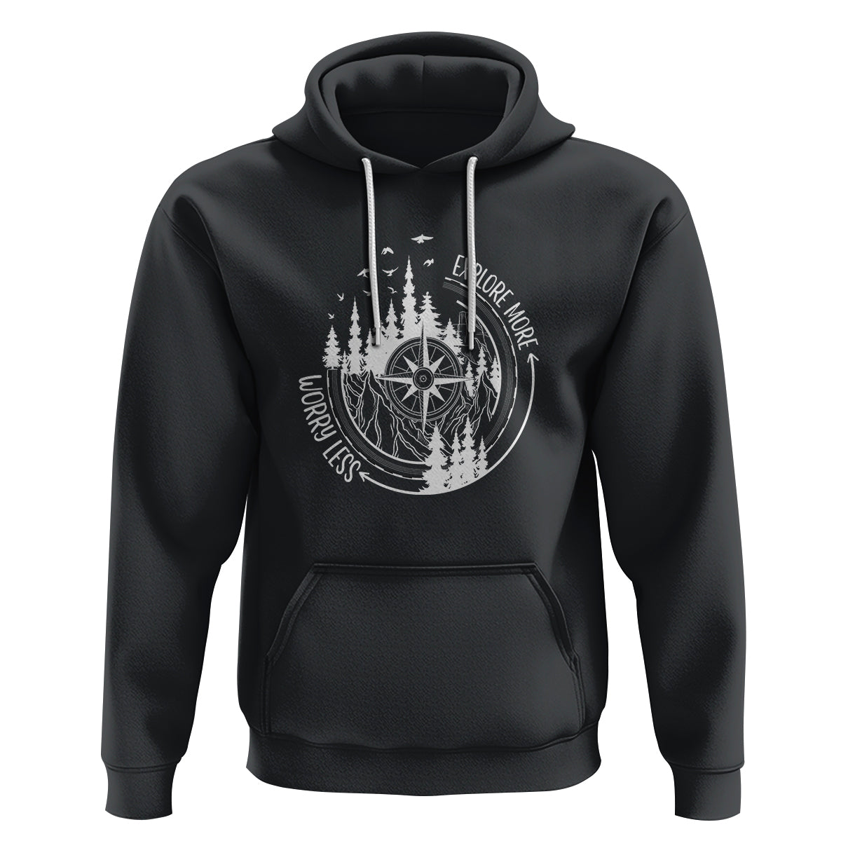Camping Lover Hoodie Explore More Worry Less Adventure Outdoor Hiking Mountains Climber - Wonder Print Shop