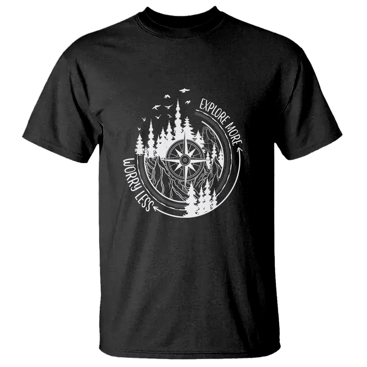 Camping Lover T Shirt Explore More Worry Less Adventure Outdoor Hiking Mountains Climber - Wonder Print Shop