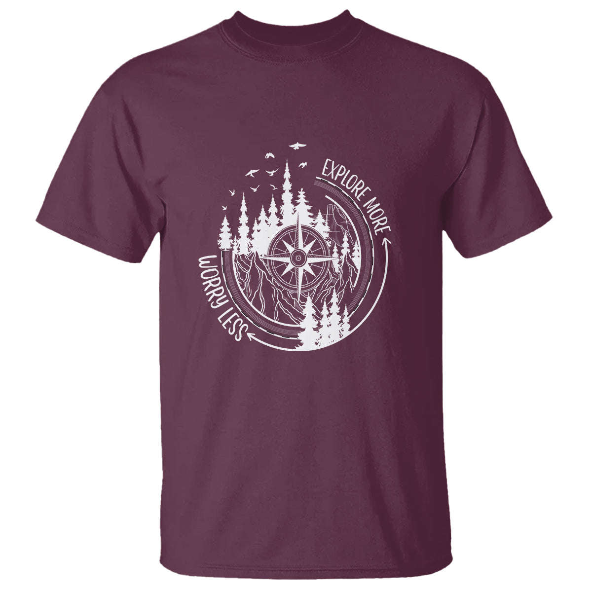 Camping Lover T Shirt Explore More Worry Less Adventure Outdoor Hiking Mountains Climber - Wonder Print Shop