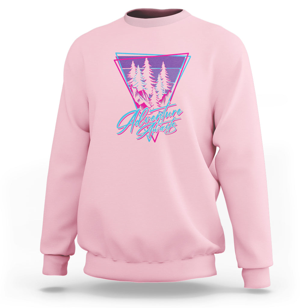 Camping Lover Sweatshirt Adventure Awaits Outdoors Hiking Mountains Climber - Wonder Print Shop