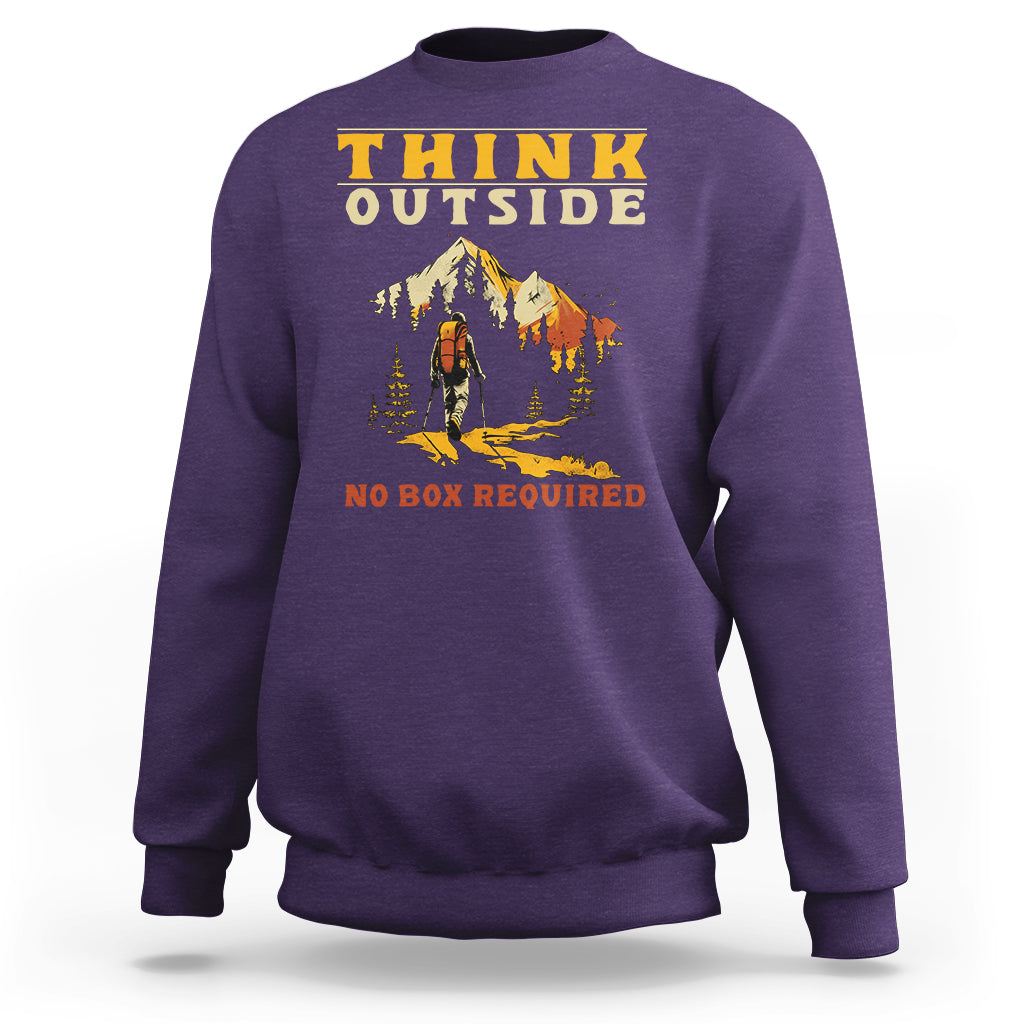 Nature Lover Sweatshirt Think Outside No Box Required - Wonder Print Shop