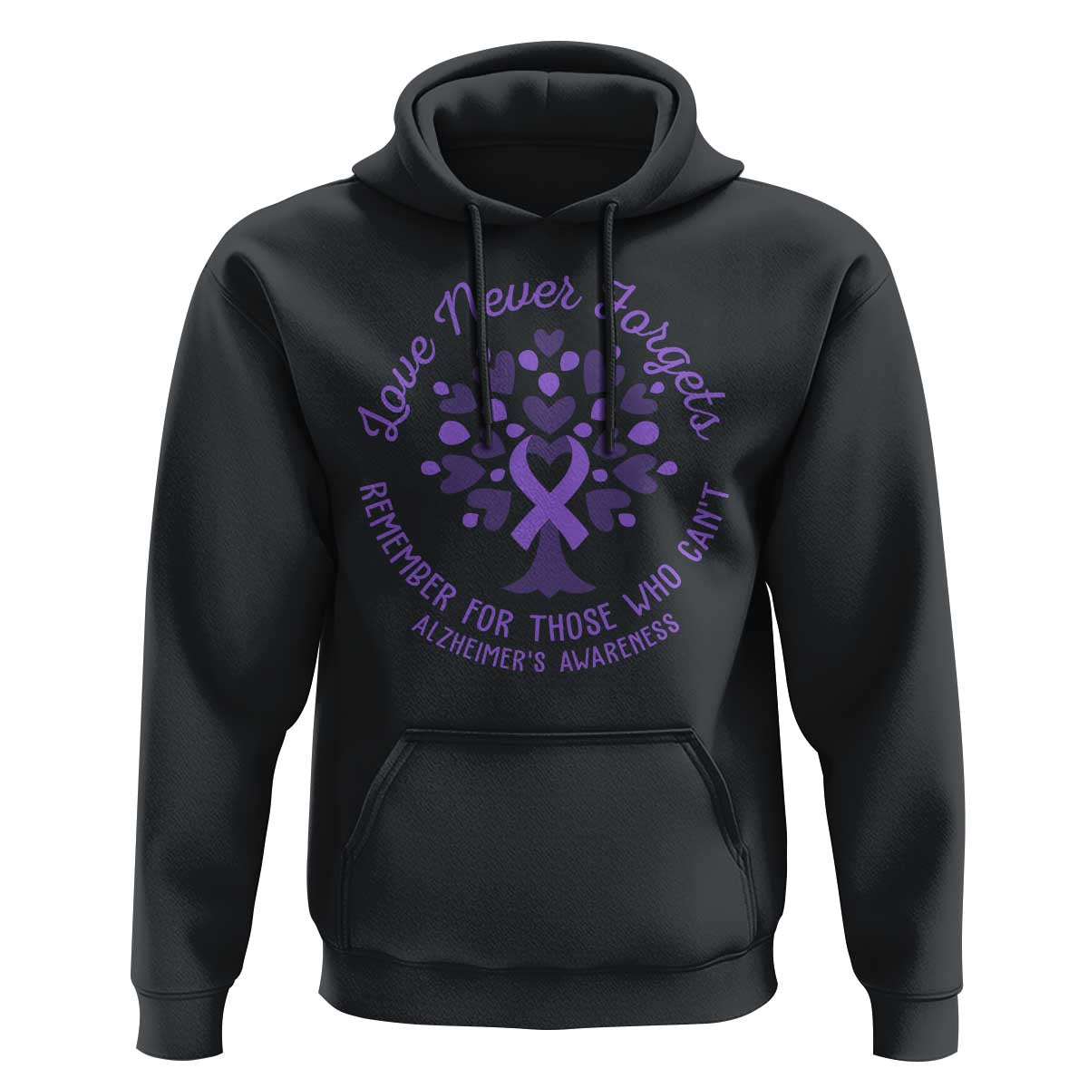 Alzheimer Awareness Hoodie Love Never Forgets Remember For Those Who Cannot Purple Ribbon - Wonder Print Shop