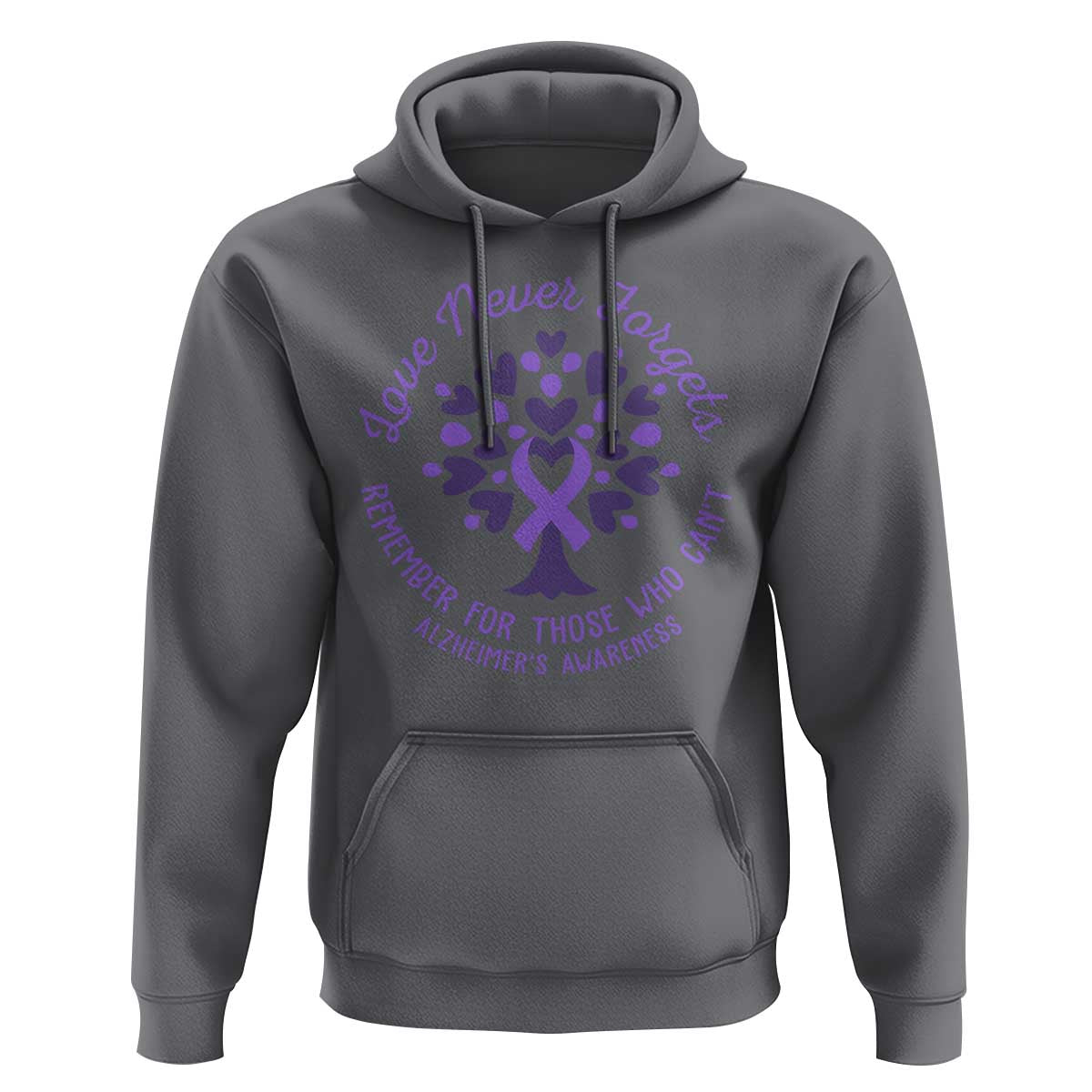 Alzheimer Awareness Hoodie Love Never Forgets Remember For Those Who Cannot Purple Ribbon - Wonder Print Shop