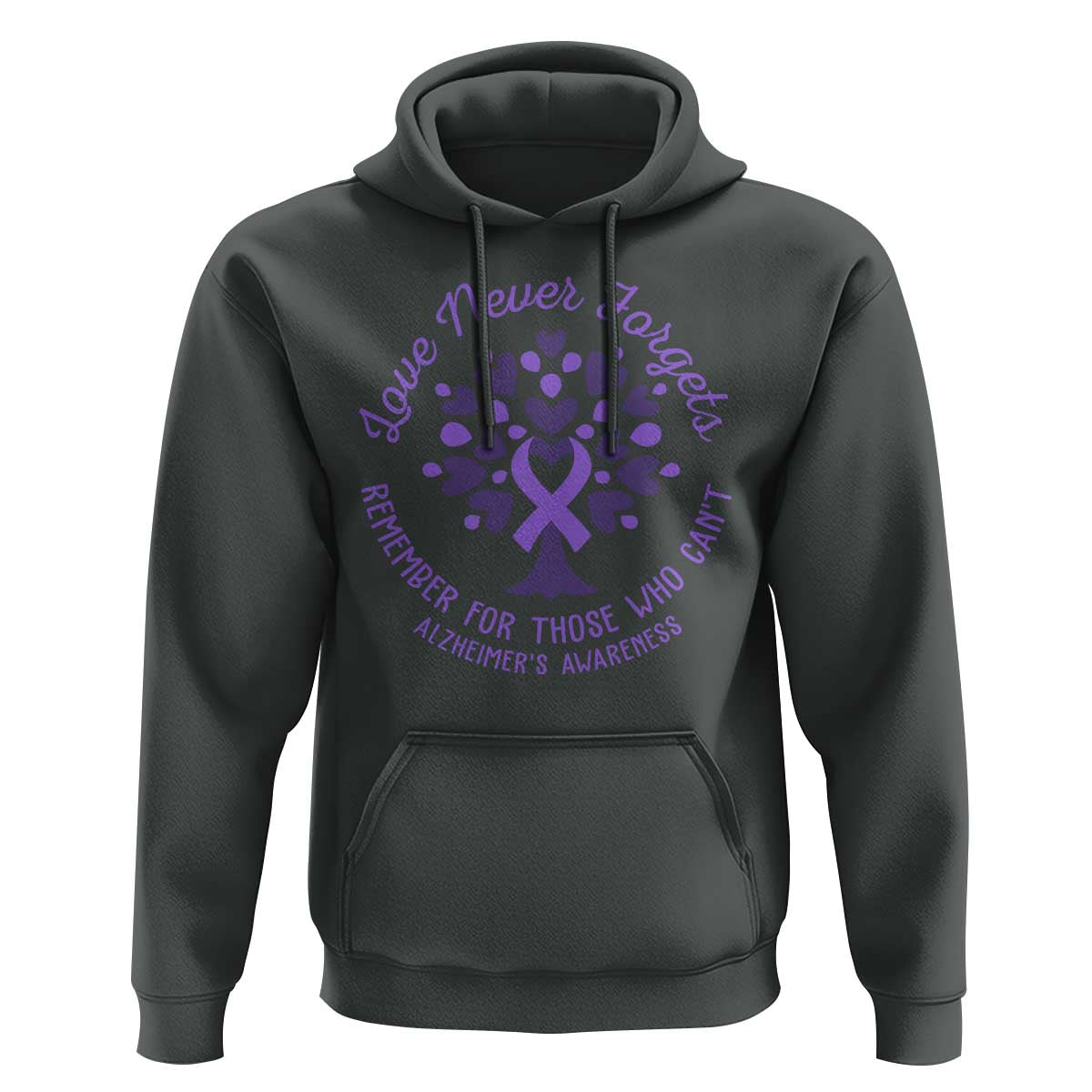 Alzheimer Awareness Hoodie Love Never Forgets Remember For Those Who Cannot Purple Ribbon - Wonder Print Shop