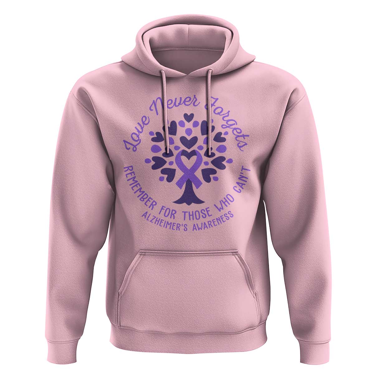Alzheimer Awareness Hoodie Love Never Forgets Remember For Those Who Cannot Purple Ribbon - Wonder Print Shop