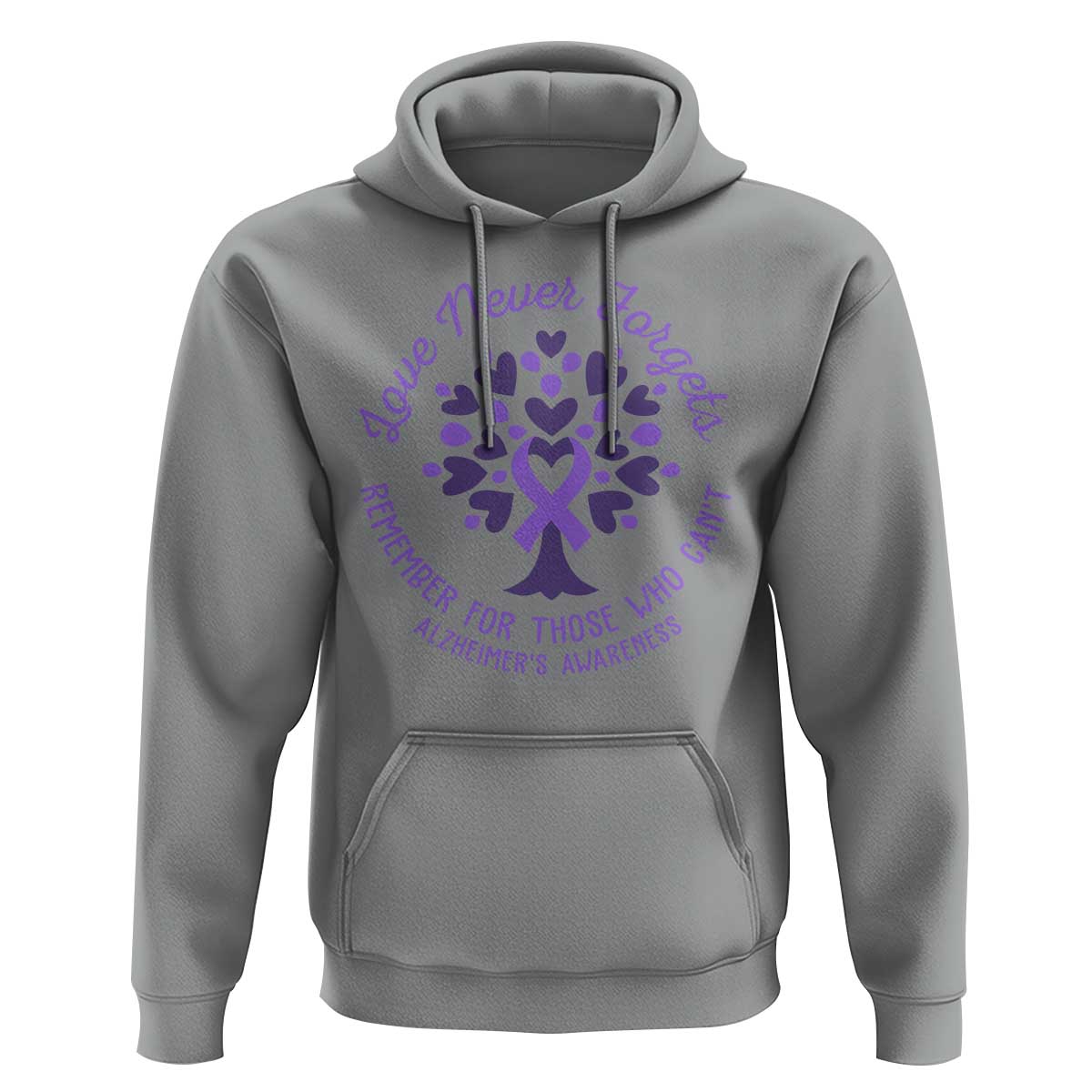 Alzheimer Awareness Hoodie Love Never Forgets Remember For Those Who Cannot Purple Ribbon - Wonder Print Shop