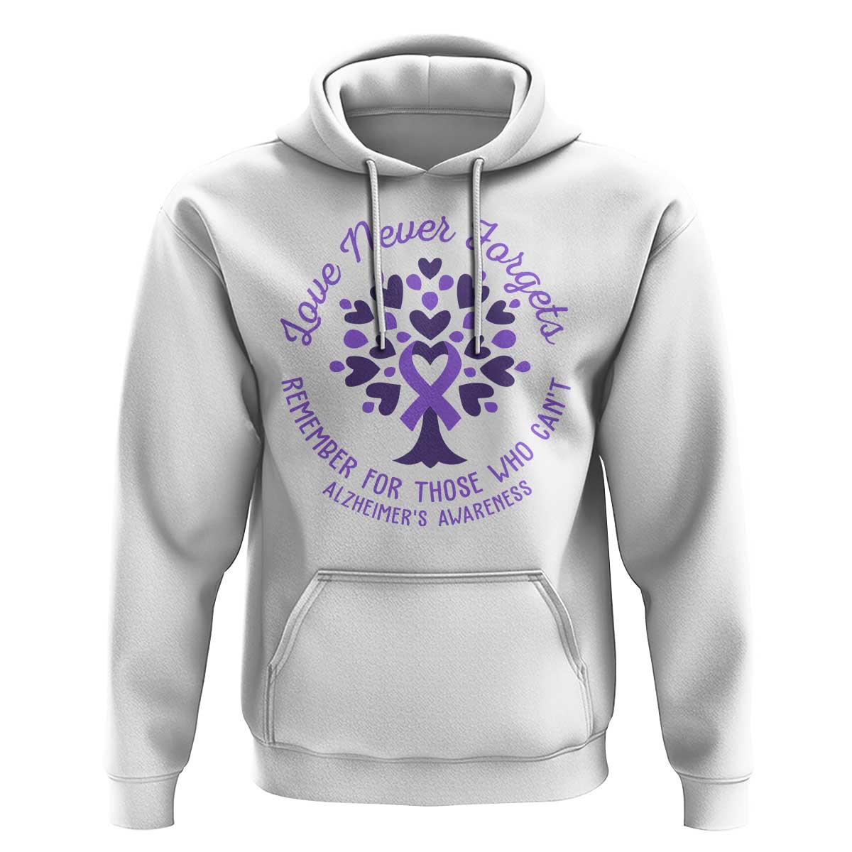 Alzheimer Awareness Hoodie Love Never Forgets Remember For Those Who Cannot Purple Ribbon - Wonder Print Shop