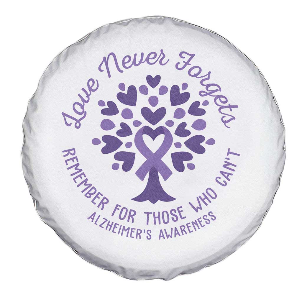Alzheimer Awareness Spare Tire Cover Love Never Forgets Remember For Those Who Cannot Purple Ribbon