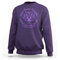 Alzheimer Awareness Sweatshirt Love Never Forgets Remember For Those Who Cannot Purple Ribbon - Wonder Print Shop