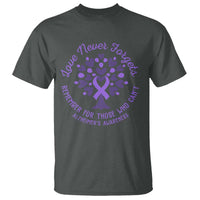 Alzheimer Awareness T Shirt Love Never Forgets Remember For Those Who Cannot Purple Ribbon - Wonder Print Shop
