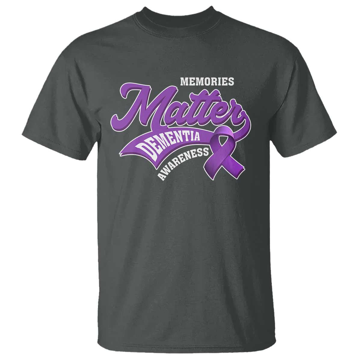 Dementia Awareness T Shirt Memories Matter Purple Ribbon Alzheimer - Wonder Print Shop