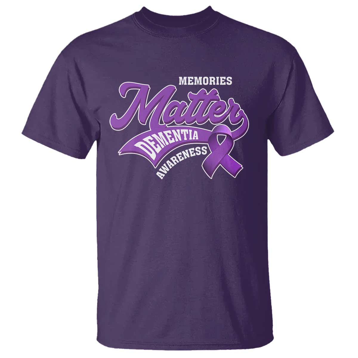 Dementia Awareness T Shirt Memories Matter Purple Ribbon Alzheimer - Wonder Print Shop