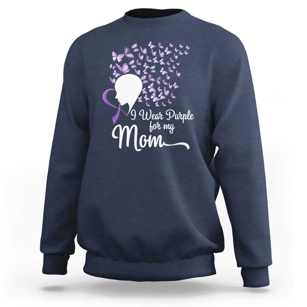Alzheimer Awareness Sweatshirt I Wear Purple For My Mom Dementia - Wonder Print Shop