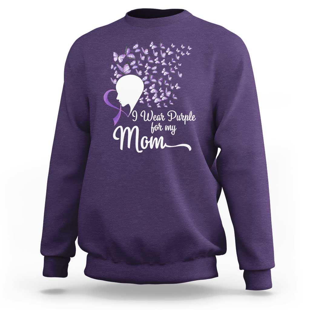 Alzheimer Awareness Sweatshirt I Wear Purple For My Mom Dementia - Wonder Print Shop