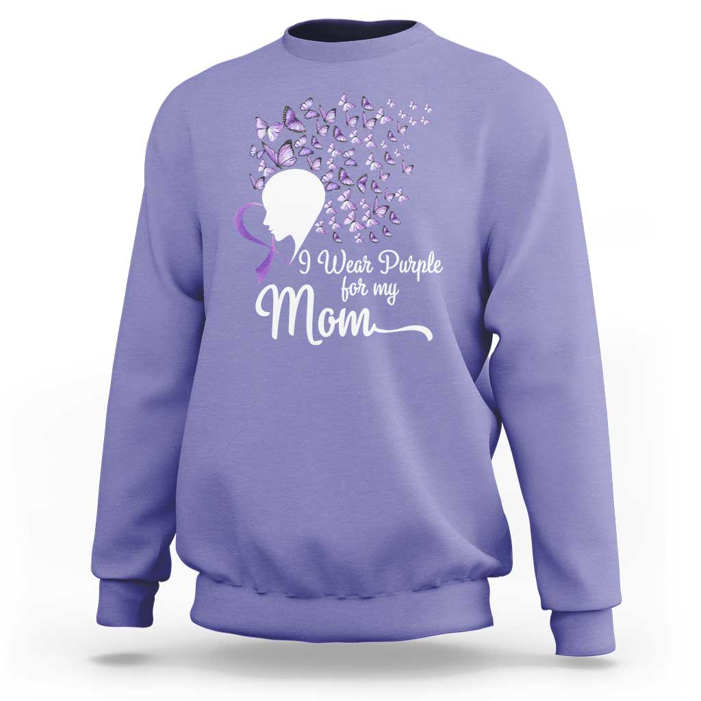 Alzheimer Awareness Sweatshirt I Wear Purple For My Mom Dementia - Wonder Print Shop