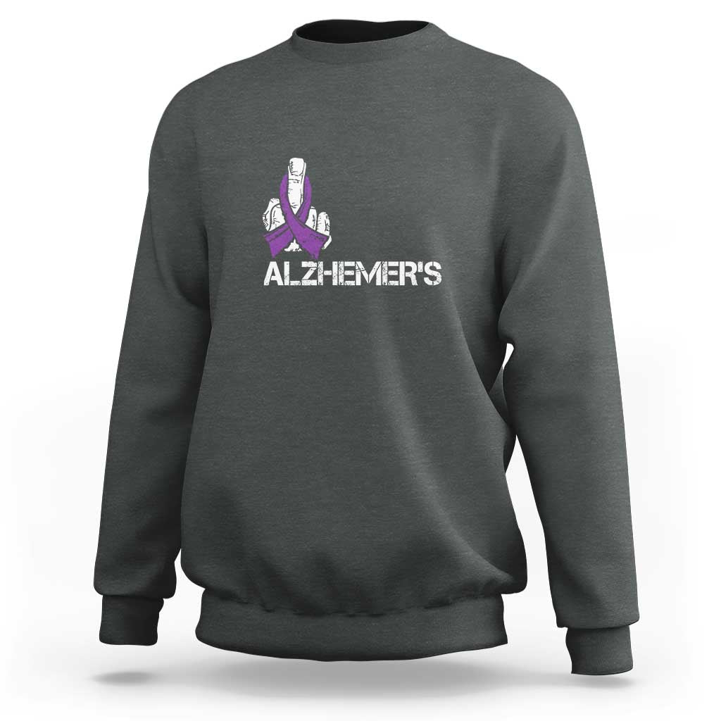 Fuck Alzheimer's Dementia Purple Ribbon Sweatshirt - Wonder Print Shop