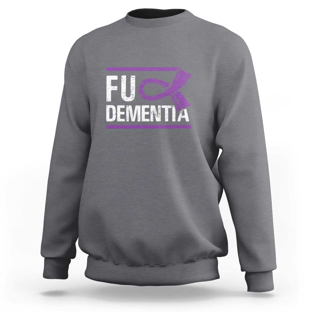 Fuck Dementia Alzheimer Purple Ribbon Sweatshirt - Wonder Print Shop
