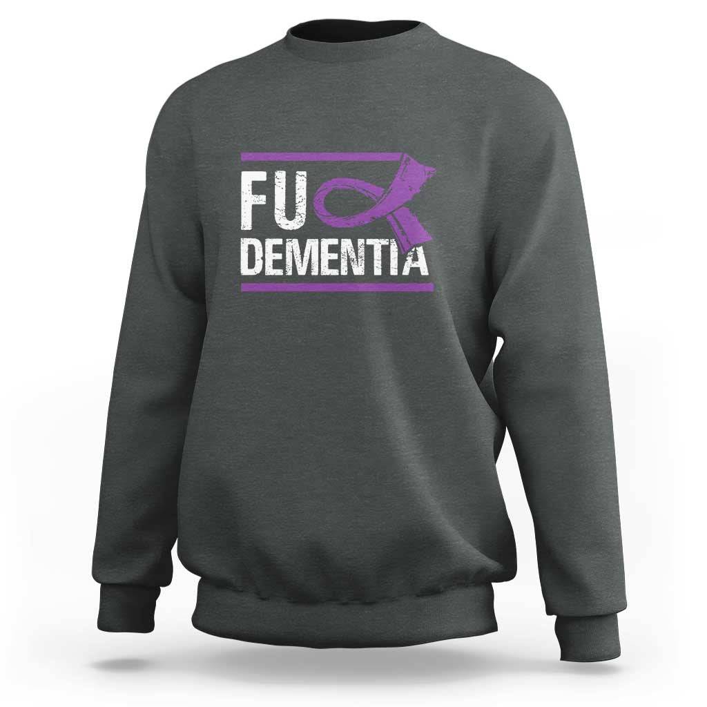 Fuck Dementia Alzheimer Purple Ribbon Sweatshirt - Wonder Print Shop