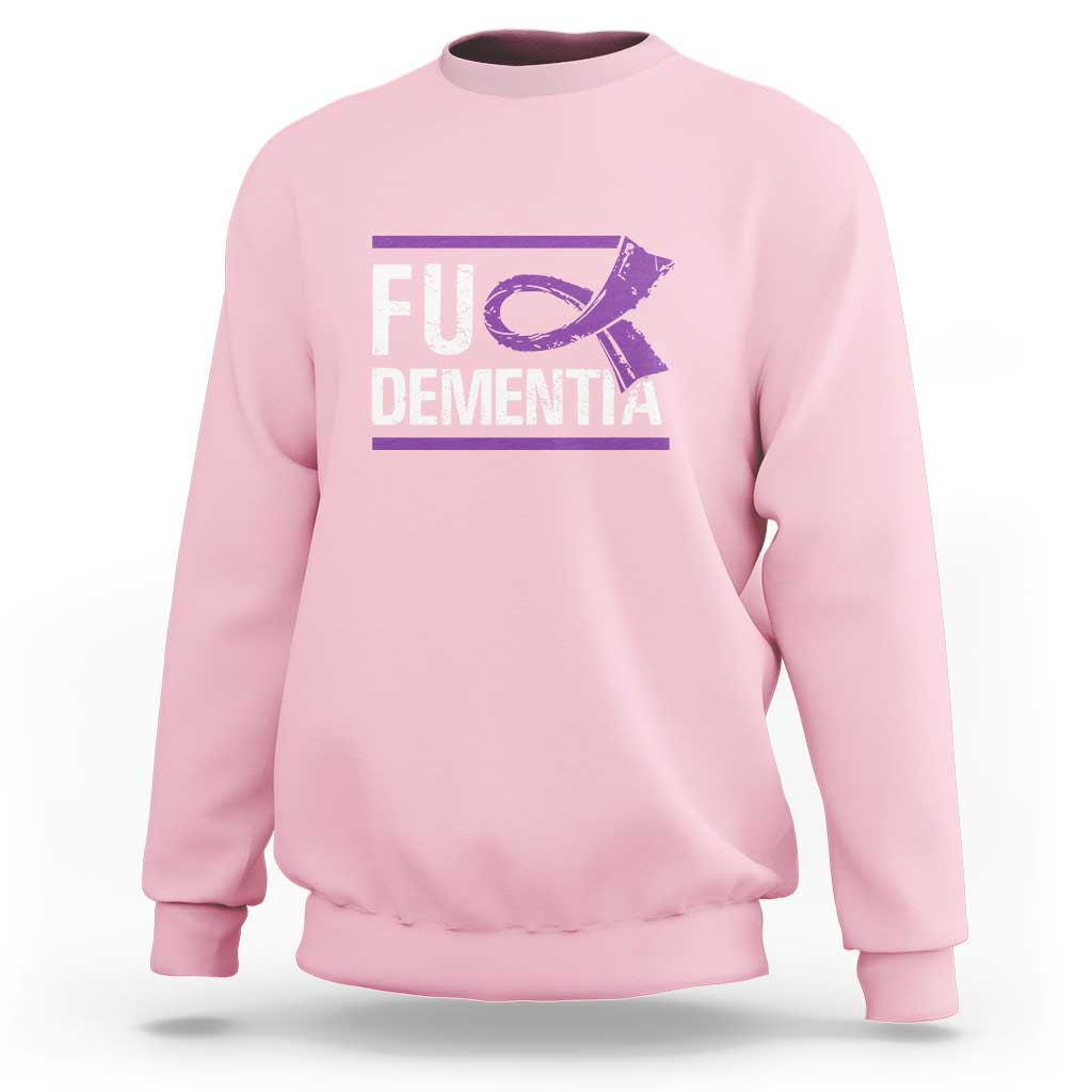 Fuck Dementia Alzheimer Purple Ribbon Sweatshirt - Wonder Print Shop