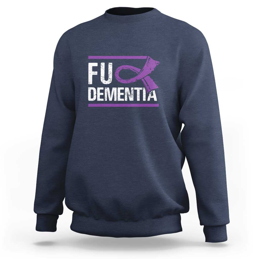 Fuck Dementia Alzheimer Purple Ribbon Sweatshirt - Wonder Print Shop