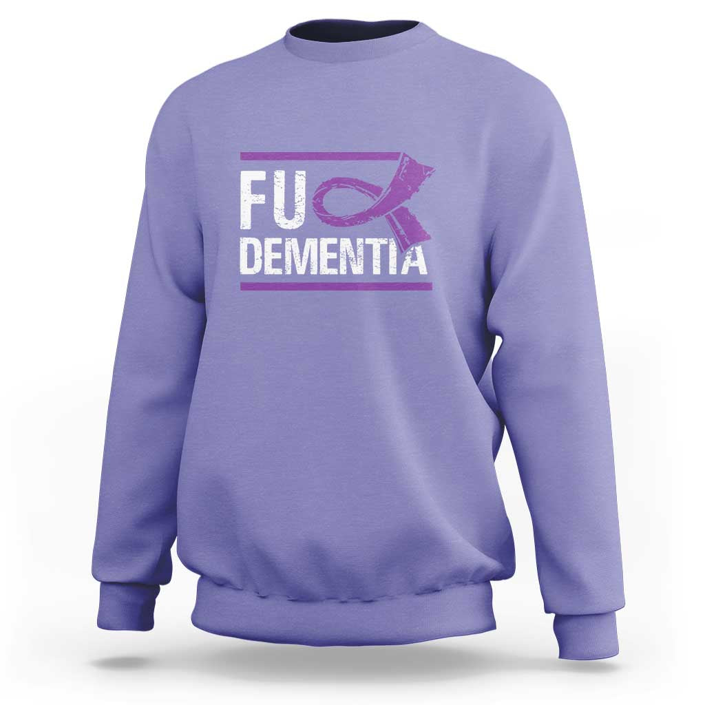 Fuck Dementia Alzheimer Purple Ribbon Sweatshirt - Wonder Print Shop