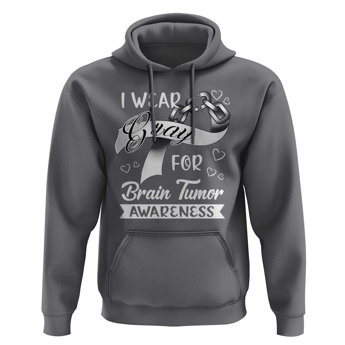 I Wear Gray For Brain Tumor Awareness Hoodie - Wonder Print Shop